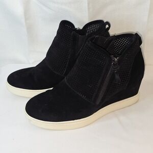 Black SOFFT 10M Womens‎ Boots Hidden Wedge Bootie Sneaker Suede Zip